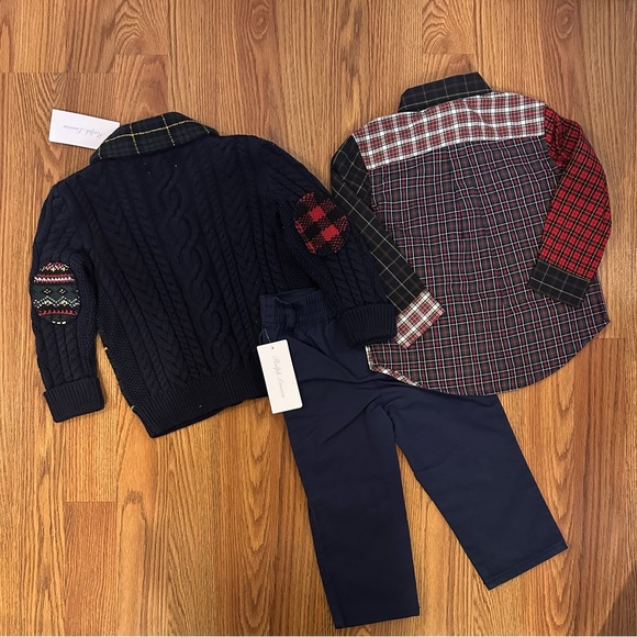 Polo Ralph Lauren Toddlers Knit Cotton Cardigan & Plaid Fun Shirt & Pant, 18M - Picture 2 of 6
